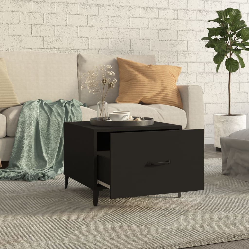 Salontafel 2 st met metalen poten 50x50x40 cm zwart is nu te koop bij PeponiXL, paradijselijk wonen!