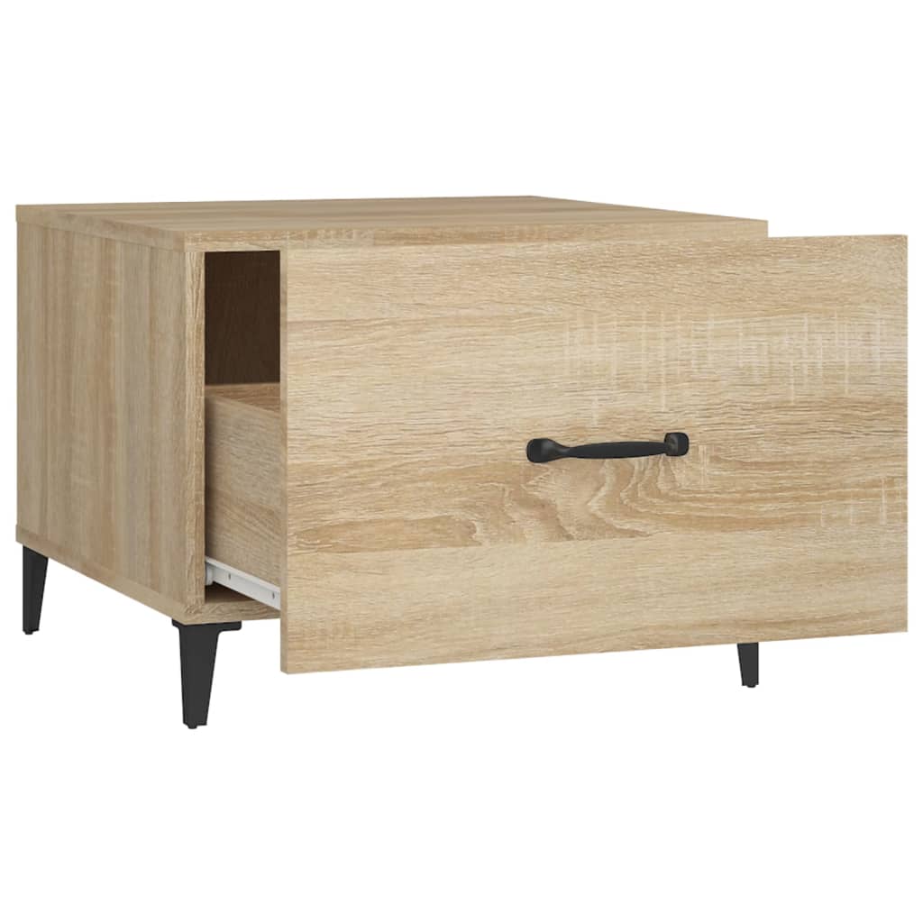 Salontafel 2 st met metalen poten 50x50x40 cm sonoma eikenkleur is nu te koop bij PeponiXL, paradijselijk wonen!
