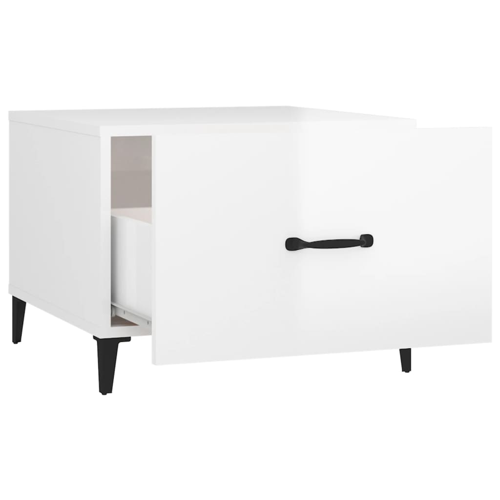 Salontafel met metalen poten 50x50x40 cm hoogglans wit is nu te koop bij PeponiXL, paradijselijk wonen!