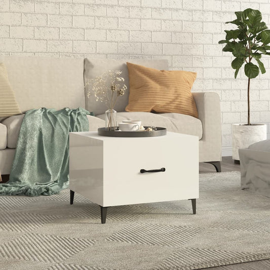 Salontafel met metalen poten 50x50x40 cm hoogglans wit is nu te koop bij PeponiXL, paradijselijk wonen!