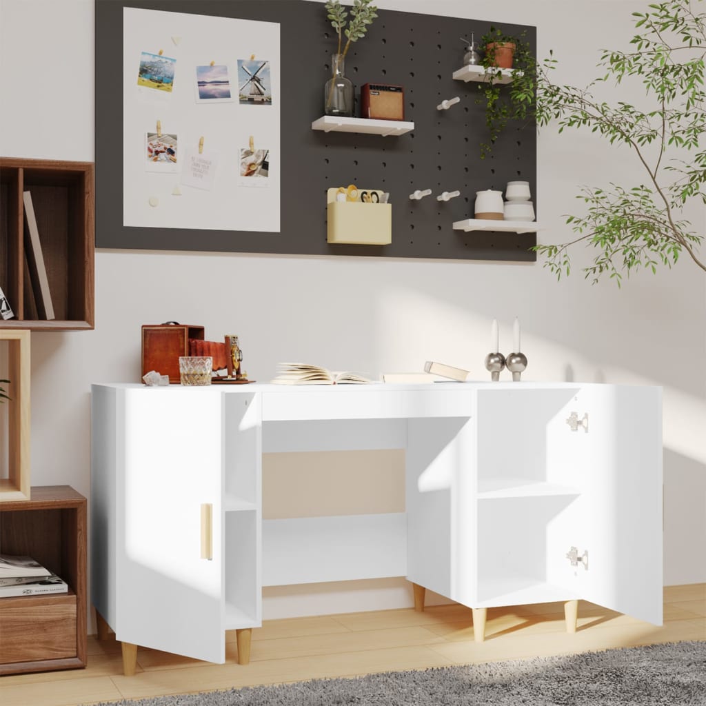Bureau 140x50x75 cm bewerkt hout wit is nu te koop bij PeponiXL, paradijselijk wonen!