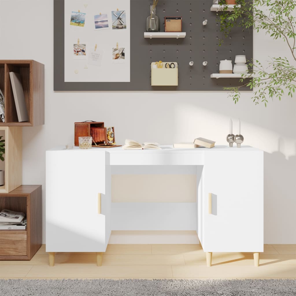 Bureau 140x50x75 cm bewerkt hout wit is nu te koop bij PeponiXL, paradijselijk wonen!