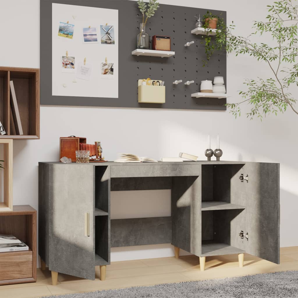 Bureau 140x50x75 cm bewerkt hout betongrijs is nu te koop bij PeponiXL, paradijselijk wonen!
