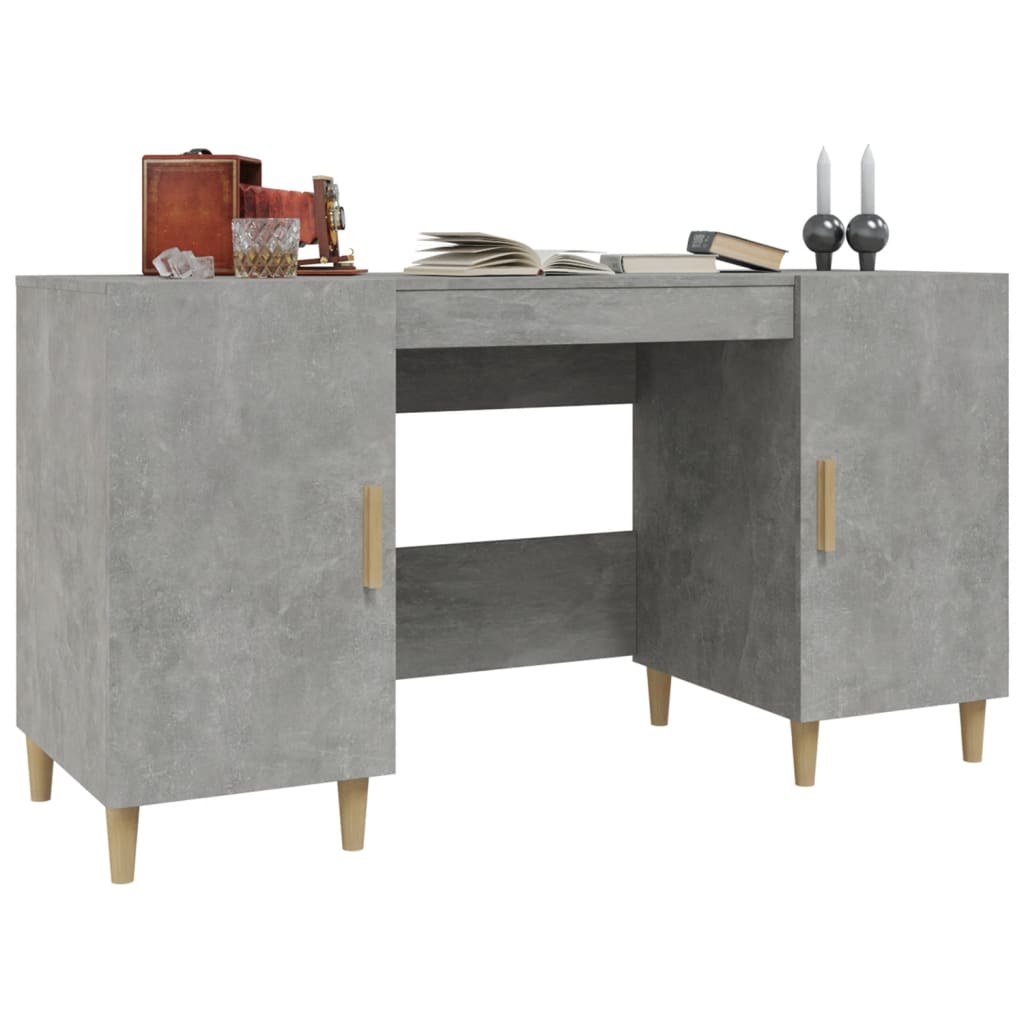 Bureau 140x50x75 cm bewerkt hout betongrijs is nu te koop bij PeponiXL, paradijselijk wonen!