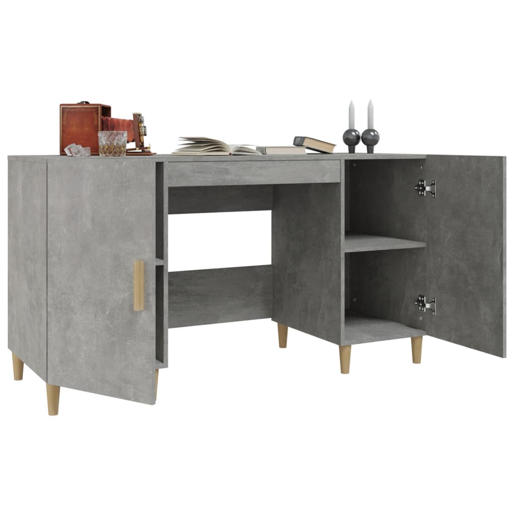 Bureau 140x50x75 cm bewerkt hout betongrijs is nu te koop bij PeponiXL, paradijselijk wonen!