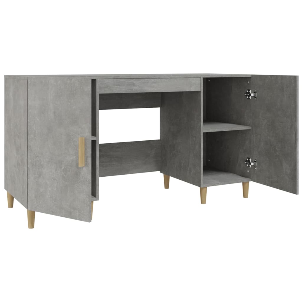 Bureau 140x50x75 cm bewerkt hout betongrijs is nu te koop bij PeponiXL, paradijselijk wonen!