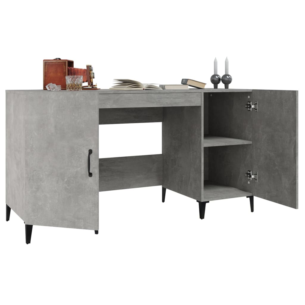 Bureau 140x50x75 cm bewerkt hout betongrijs is nu te koop bij PeponiXL, paradijselijk wonen!