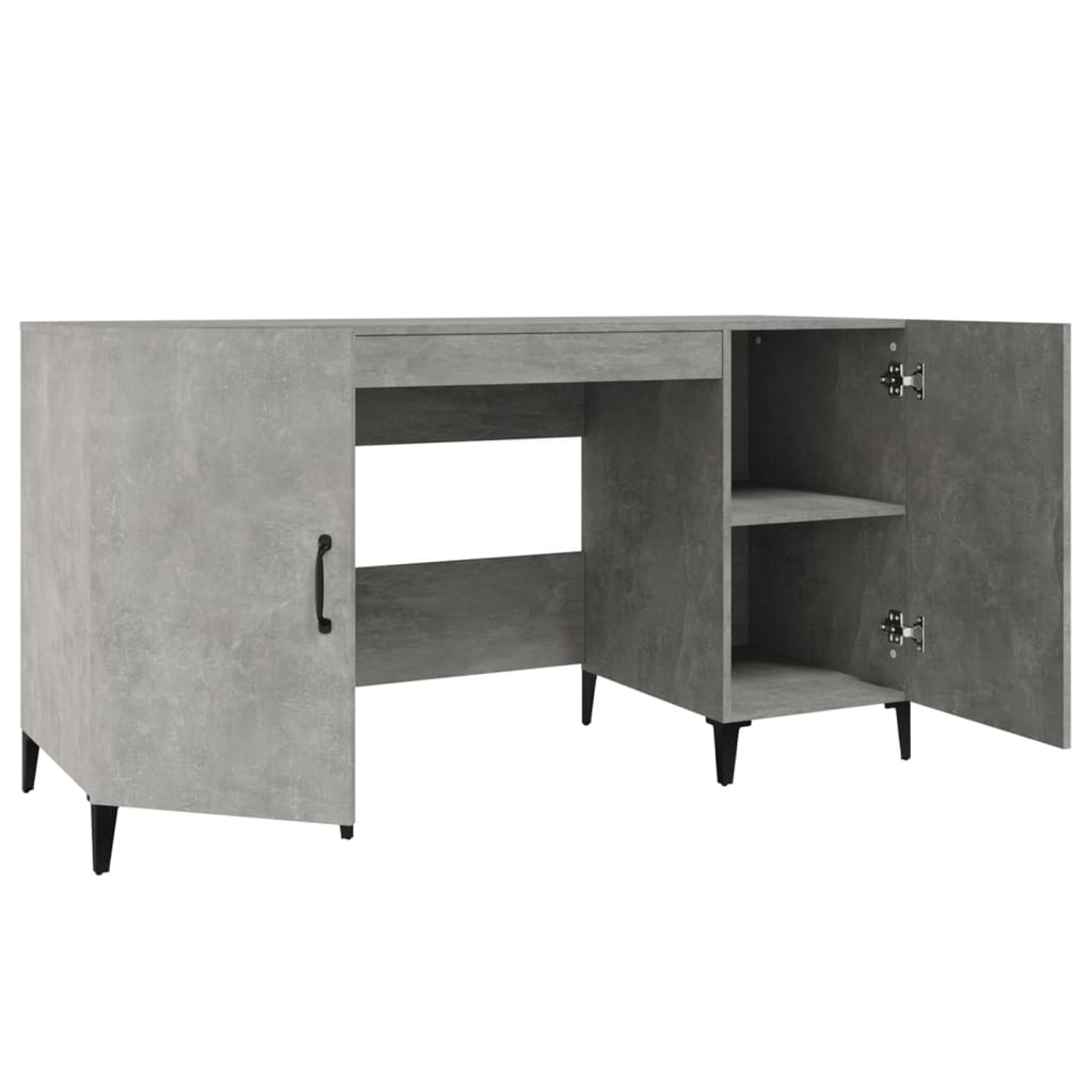 Bureau 140x50x75 cm bewerkt hout betongrijs is nu te koop bij PeponiXL, paradijselijk wonen!
