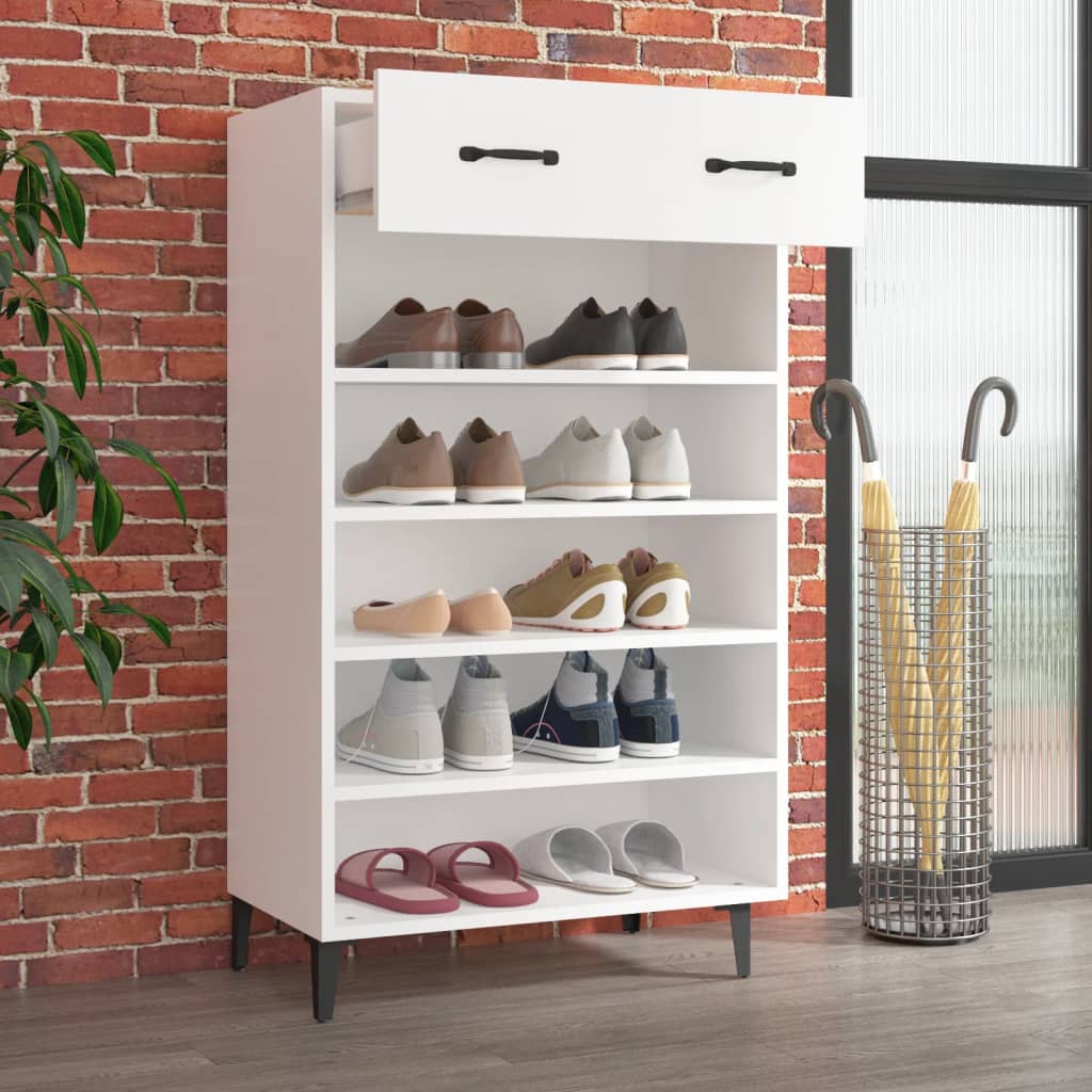 Schoenenkast 60x35x105 cm bewerkt hout wit is nu te koop bij PeponiXL, paradijselijk wonen!