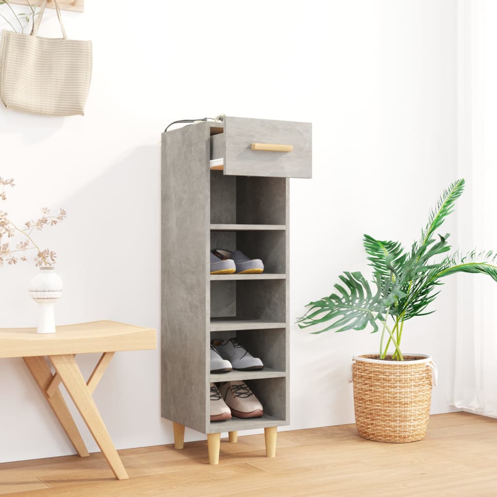 Schoenenkast 30x35x105 cm bewerkt hout betongrijs is nu te koop bij PeponiXL, paradijselijk wonen!