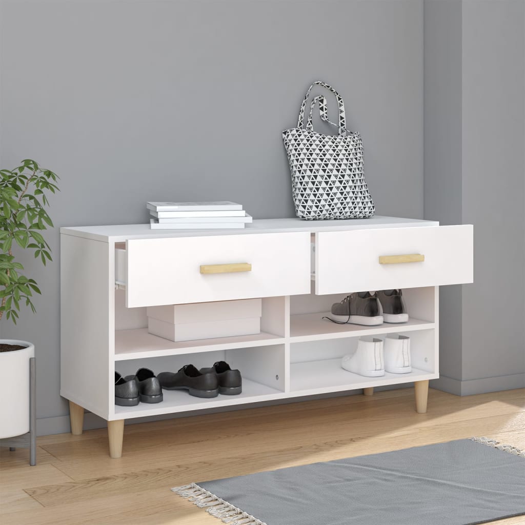 Schoenenkast 102x35x55 cm bewerkt hout wit is nu te koop bij PeponiXL, paradijselijk wonen!