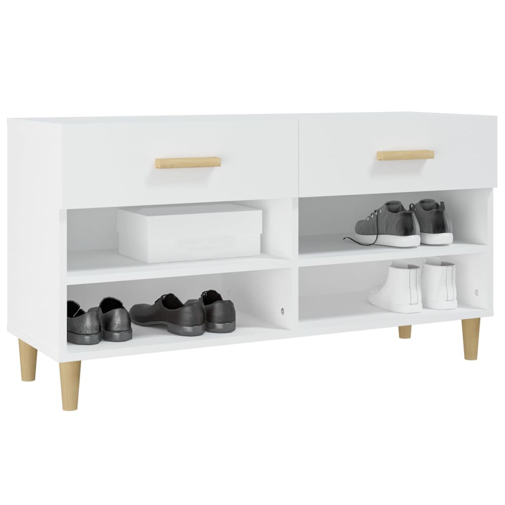 Schoenenkast 102x35x55 cm bewerkt hout wit is nu te koop bij PeponiXL, paradijselijk wonen!