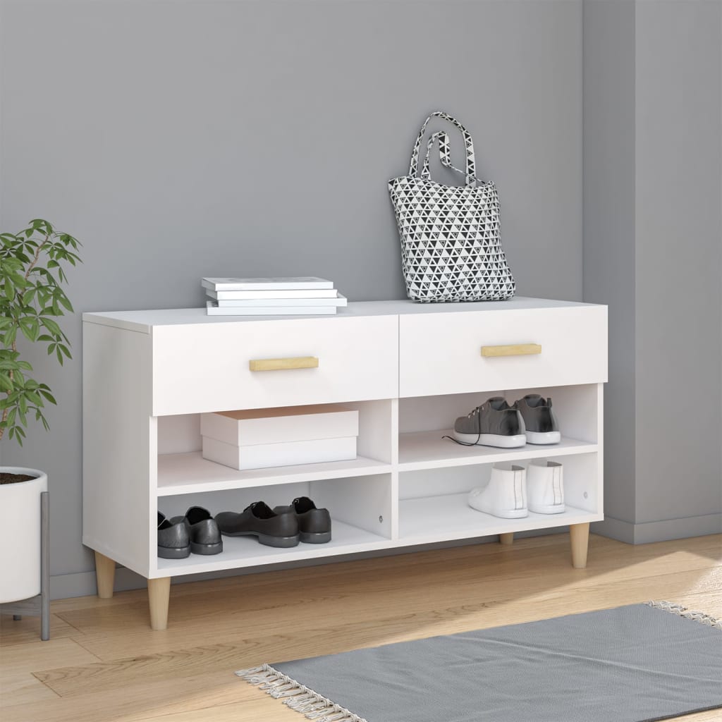 Schoenenkast 102x35x55 cm bewerkt hout wit is nu te koop bij PeponiXL, paradijselijk wonen!
