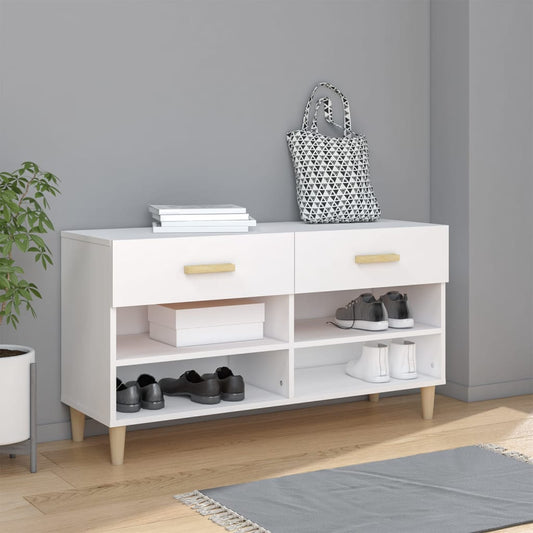 Schoenenkast 102x35x55 cm bewerkt hout wit is nu te koop bij PeponiXL, paradijselijk wonen!