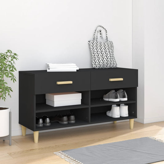 Schoenenkast 102x35x55 cm bewerkt hout zwart is nu te koop bij PeponiXL, paradijselijk wonen!