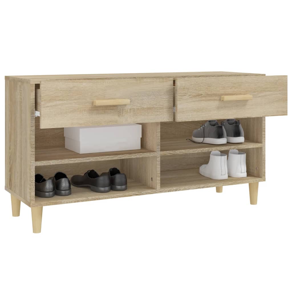 Schoenenkast 102x35x55 cm bewerkt hout sonoma eikenkleurig is nu te koop bij PeponiXL, paradijselijk wonen!