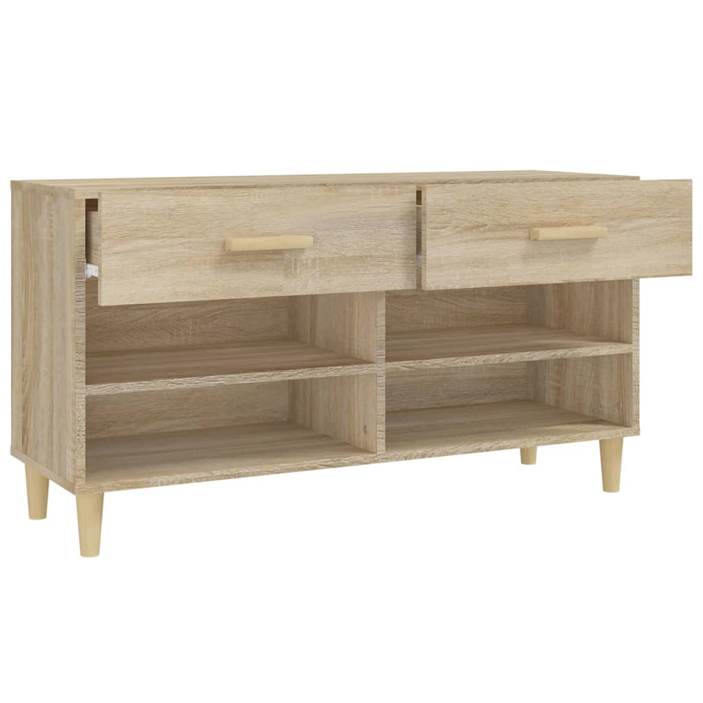 Schoenenkast 102x35x55 cm bewerkt hout sonoma eikenkleurig is nu te koop bij PeponiXL, paradijselijk wonen!