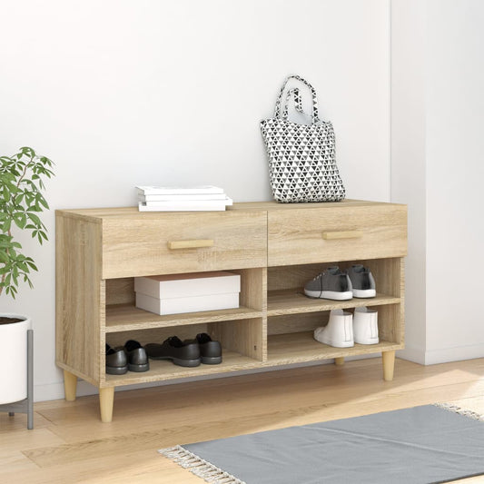 Schoenenkast 102x35x55 cm bewerkt hout sonoma eikenkleurig is nu te koop bij PeponiXL, paradijselijk wonen!
