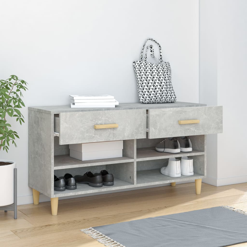 Schoenenkast 102x35x55 cm bewerkt hout betongrijs is nu te koop bij PeponiXL, paradijselijk wonen!