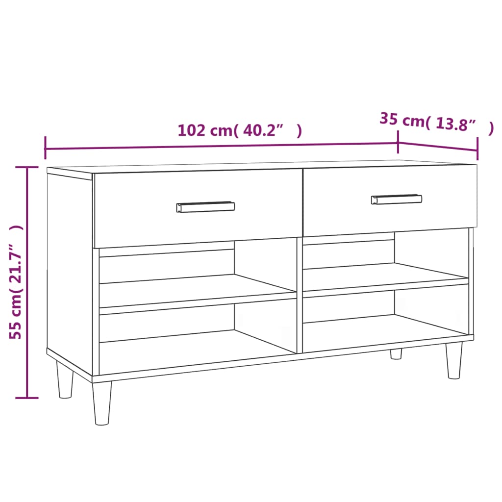 Schoenenkast 102x35x55 cm bewerkt hout betongrijs is nu te koop bij PeponiXL, paradijselijk wonen!