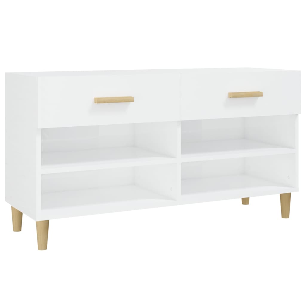 Schoenenkast 102x35x55 cm bewerkt hout hoogglans wit is nu te koop bij PeponiXL, paradijselijk wonen!
