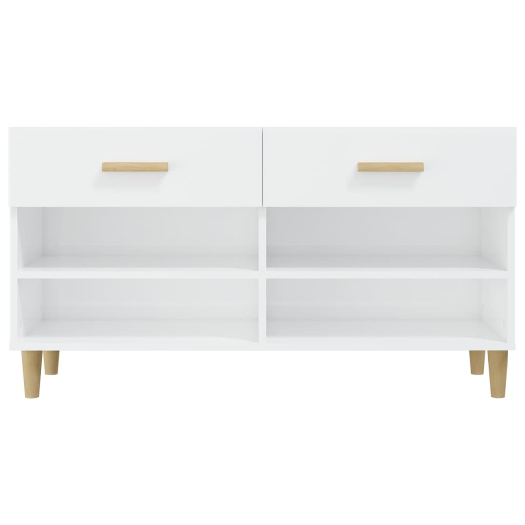 Schoenenkast 102x35x55 cm bewerkt hout hoogglans wit is nu te koop bij PeponiXL, paradijselijk wonen!