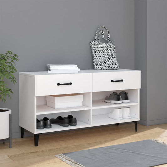 Schoenenkast 102x35x55 cm bewerkt hout wit is nu te koop bij PeponiXL, paradijselijk wonen!