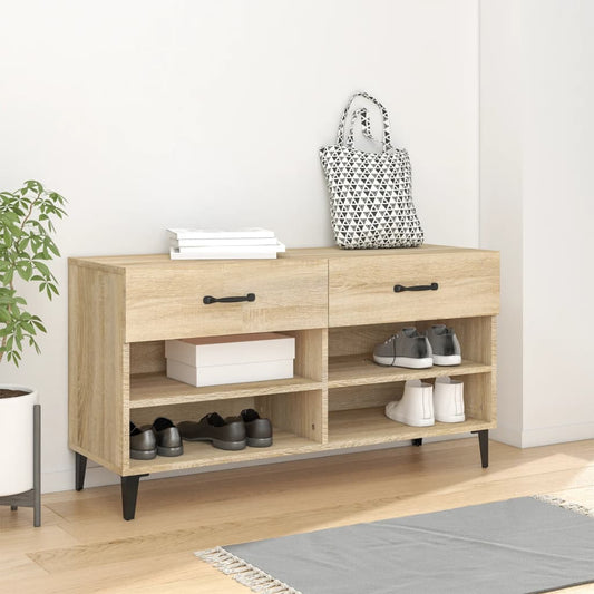 Schoenenkast 102x35x55 cm bewerkt hout sonoma eikenkleurig is nu te koop bij PeponiXL, paradijselijk wonen!