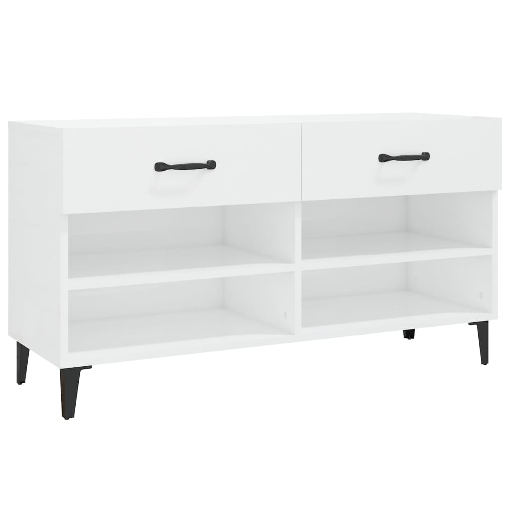 Schoenenkast 102x35x55 cm bewerkt hout hoogglans wit is nu te koop bij PeponiXL, paradijselijk wonen!