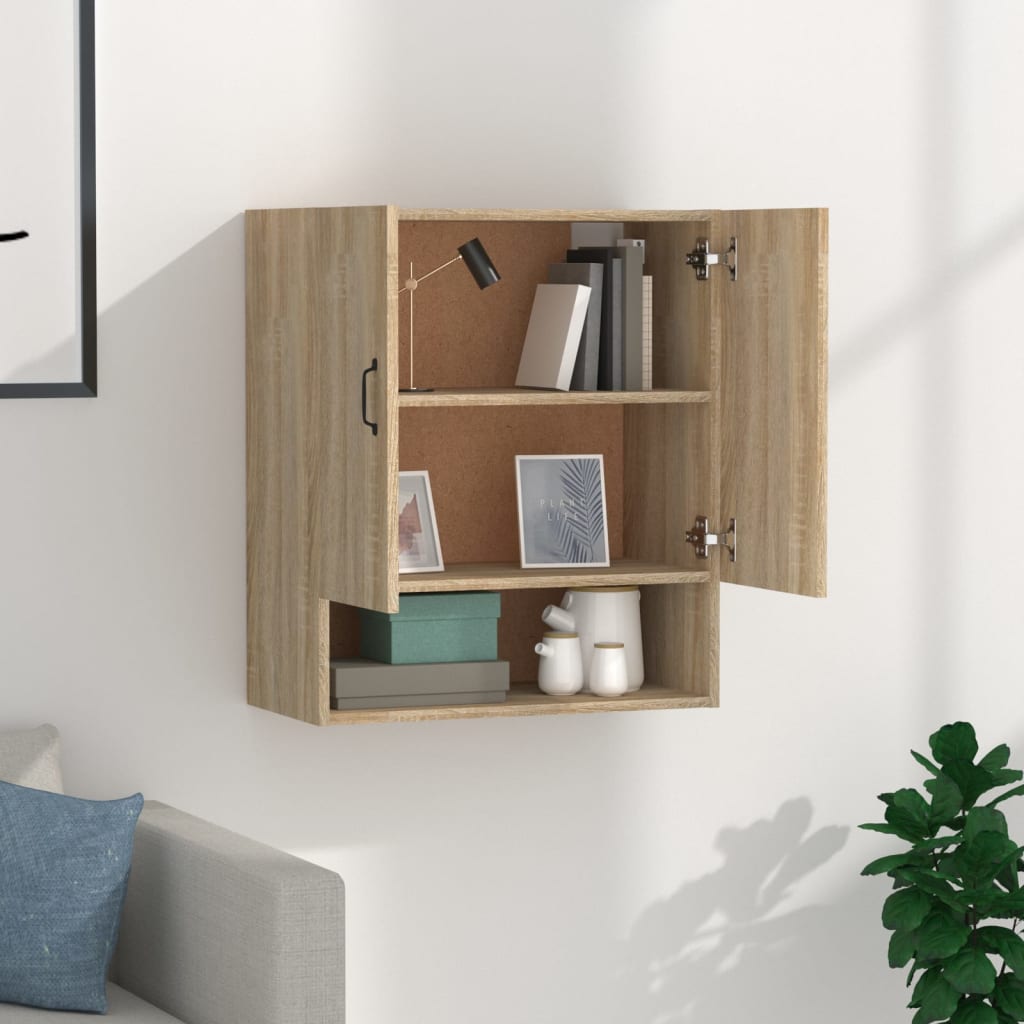 Wandkast 60x31x70 cm bewerkt hout sonoma eikenkleurig is nu te koop bij PeponiXL, paradijselijk wonen!