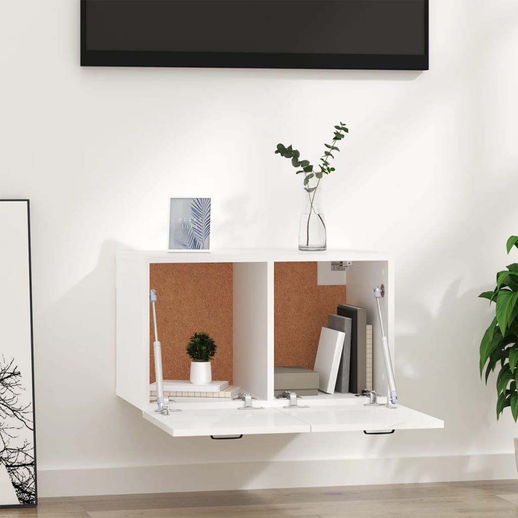Wandkast 80x36,5x35 cm bewerkt hout hoogglans wit is nu te koop bij PeponiXL, paradijselijk wonen!