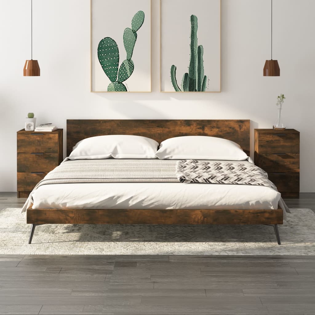 Nachtkastjes 2 st 40x36x65 cm gerookt eikenkleurig is nu te koop bij PeponiXL, paradijselijk wonen!