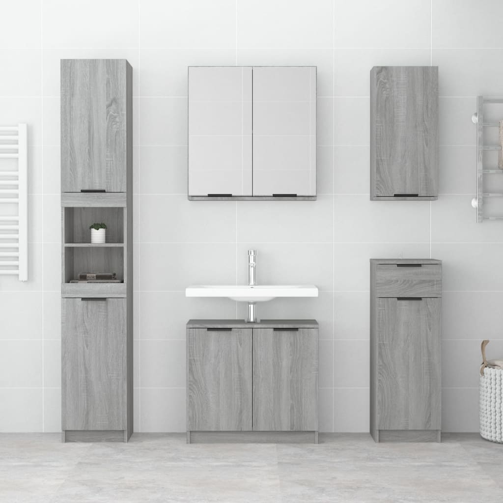 Badkamerkast wandgemonteerd 32x20x67 cm grijs sonoma eikenkleur is nu te koop bij PeponiXL, paradijselijk wonen!