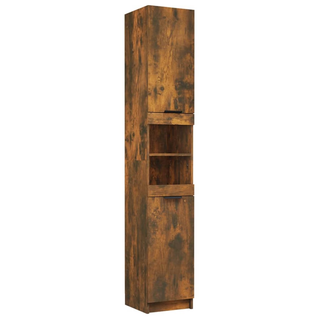 Badkamerkast 32x34x188,5 cm bewerkt hout gerookt eikenkleurig is nu te koop bij PeponiXL, paradijselijk wonen!