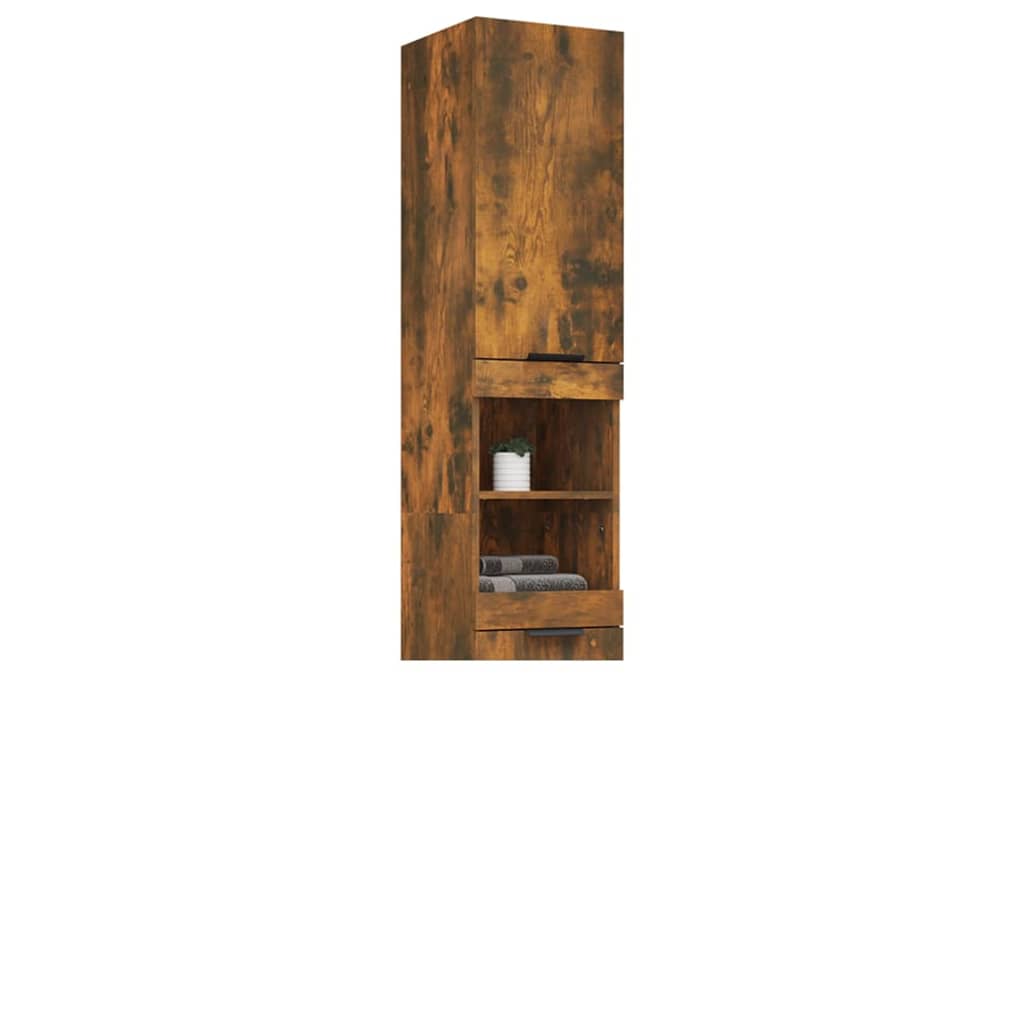 Badkamerkast 32x34x188,5 cm bewerkt hout gerookt eikenkleurig is nu te koop bij PeponiXL, paradijselijk wonen!