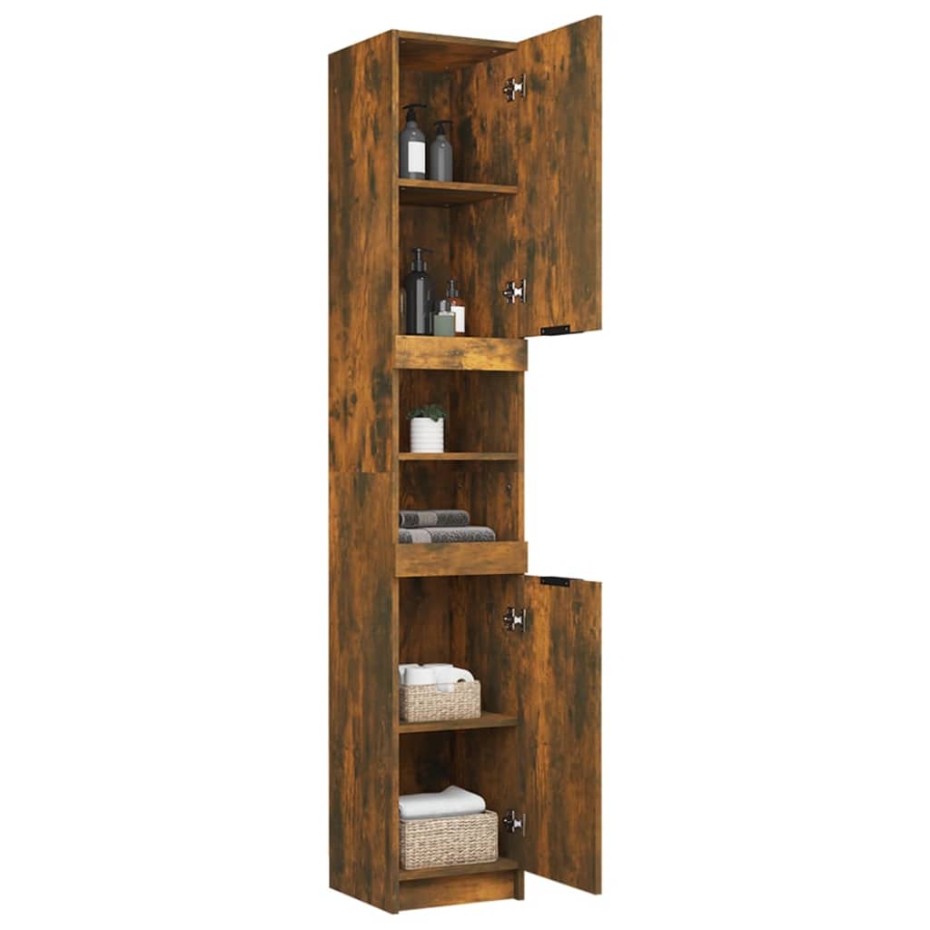 Badkamerkast 32x34x188,5 cm bewerkt hout gerookt eikenkleurig is nu te koop bij PeponiXL, paradijselijk wonen!