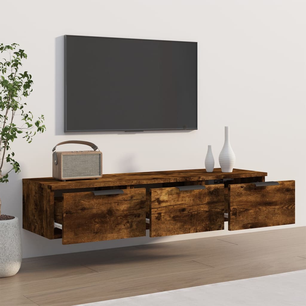 Wandkast 102x30x20 bewerkt hout gerookt eikenkleurig is nu te koop bij PeponiXL, paradijselijk wonen!