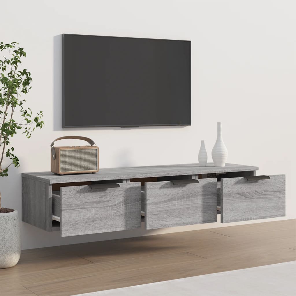 Wandkast 102x30x20 cm bewerkt hout grijs sonoma eikenkleurig is nu te koop bij PeponiXL, paradijselijk wonen!