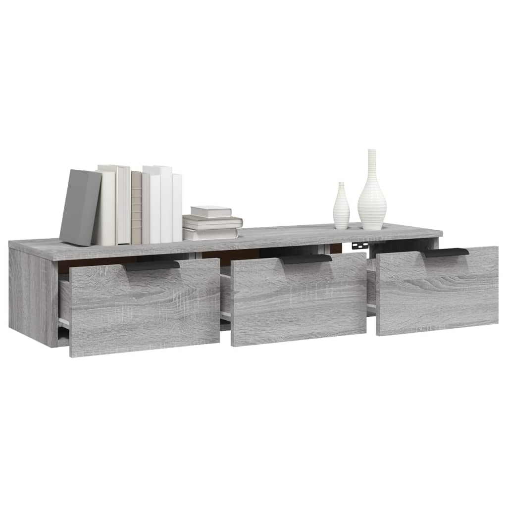 Wandkast 102x30x20 cm bewerkt hout grijs sonoma eikenkleurig is nu te koop bij PeponiXL, paradijselijk wonen!