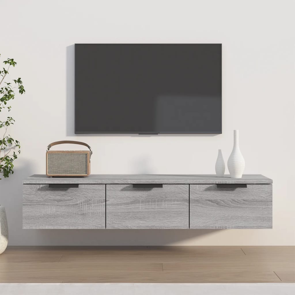 Wandkast 102x30x20 cm bewerkt hout grijs sonoma eikenkleurig is nu te koop bij PeponiXL, paradijselijk wonen!