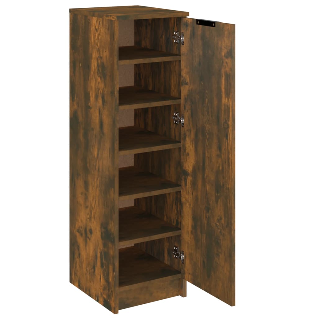 Schoenenkast 30x35x100 cm bewerkt hout gerookt eikenkleurig is nu te koop bij PeponiXL, paradijselijk wonen!