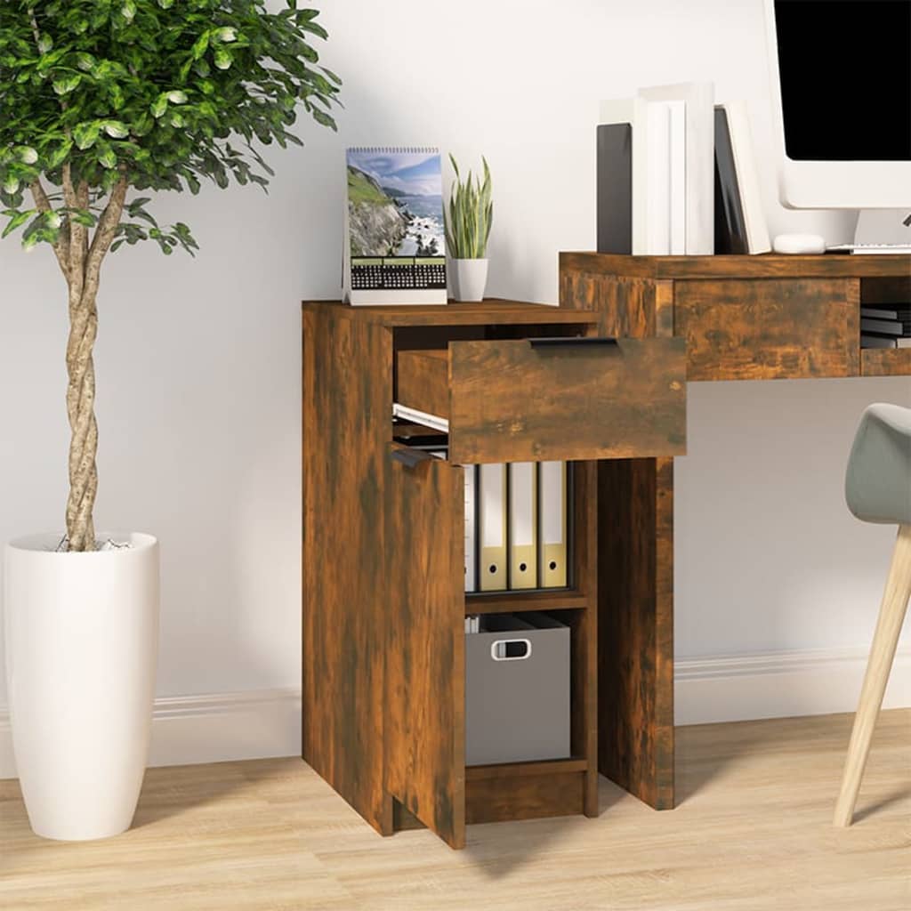 Bureaukast 33,5x50x75 cm bewerkt hout gerookt eikenkleurig is nu te koop bij PeponiXL, paradijselijk wonen!