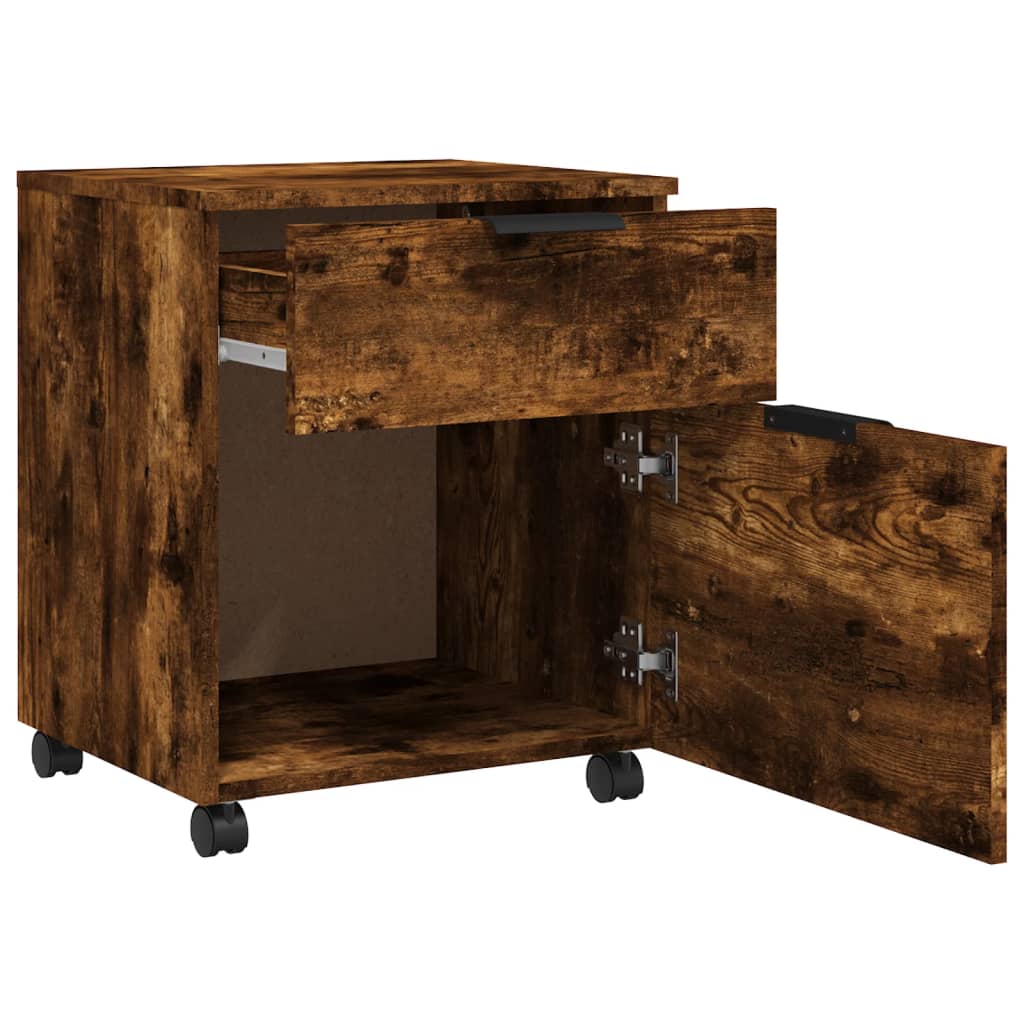 Dossierkast verrijdbaar 45x38x54 cm bewerkt hout gerookt eiken is nu te koop bij PeponiXL, paradijselijk wonen!