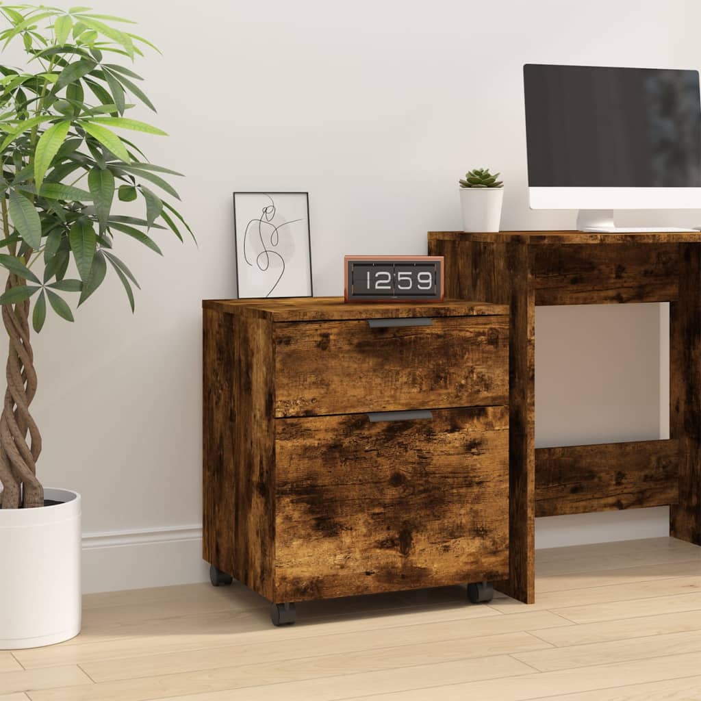Dossierkast verrijdbaar 45x38x54 cm bewerkt hout gerookt eiken is nu te koop bij PeponiXL, paradijselijk wonen!