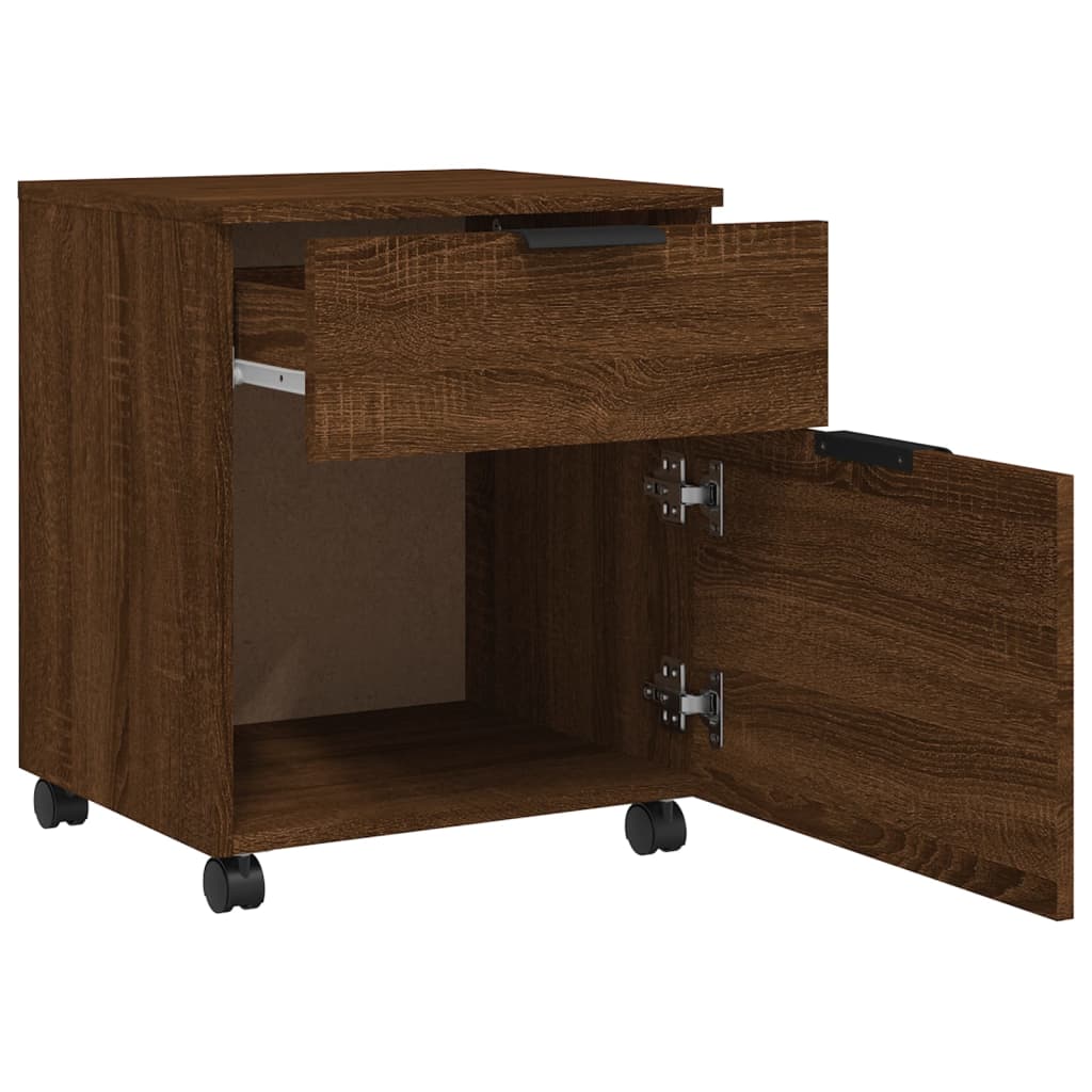 Dossierkast verrijdbaar 45x38x54 cm bewerkt hout bruineiken is nu te koop bij PeponiXL, paradijselijk wonen!