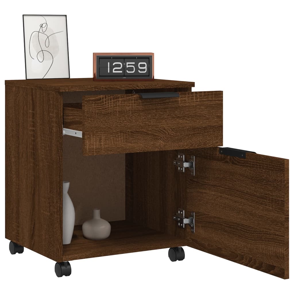Dossierkast verrijdbaar 45x38x54 cm bewerkt hout bruineiken is nu te koop bij PeponiXL, paradijselijk wonen!