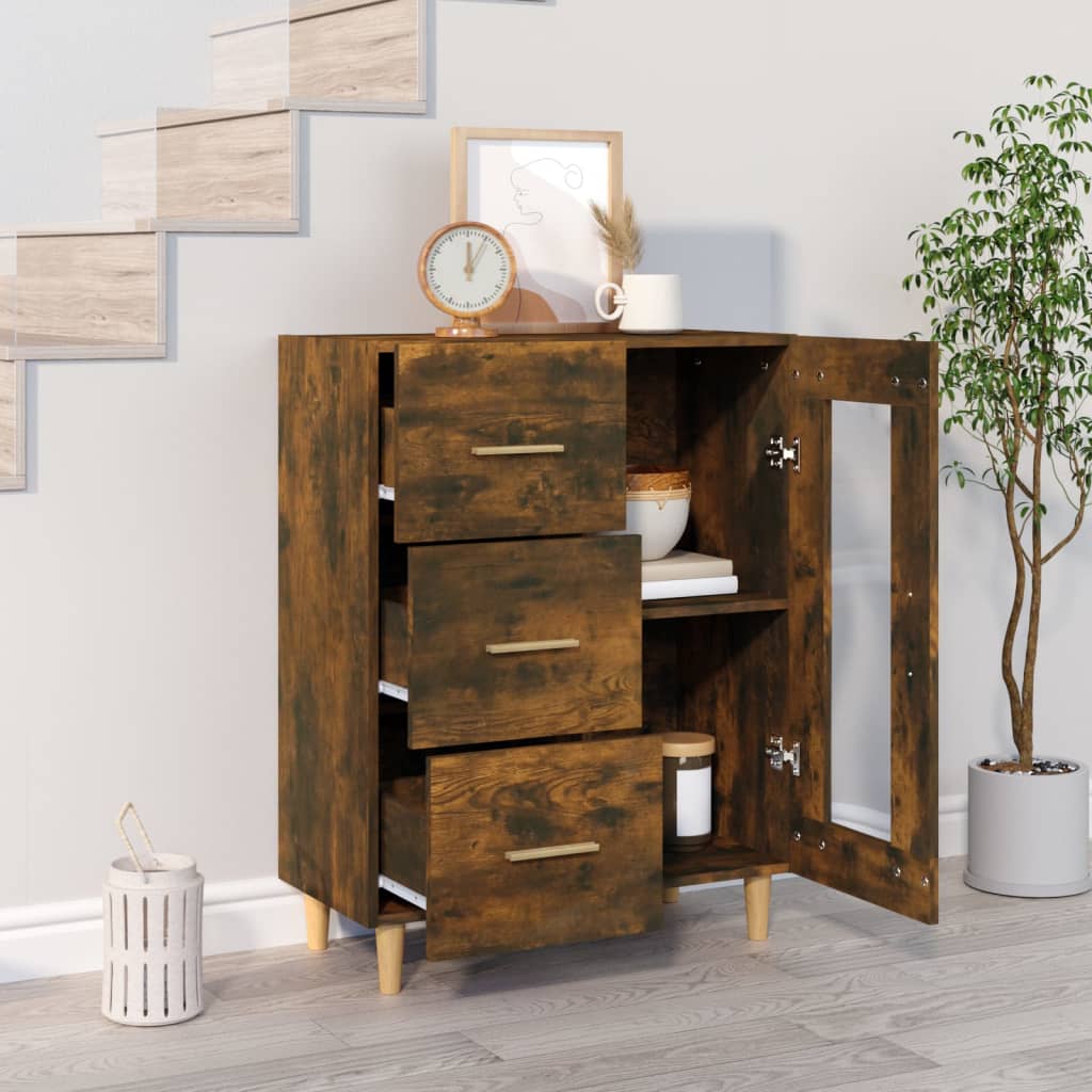 Dressoir 69,5x34x90 cm bewerkt hout gerookt eikenkleurig is nu te koop bij PeponiXL, paradijselijk wonen!