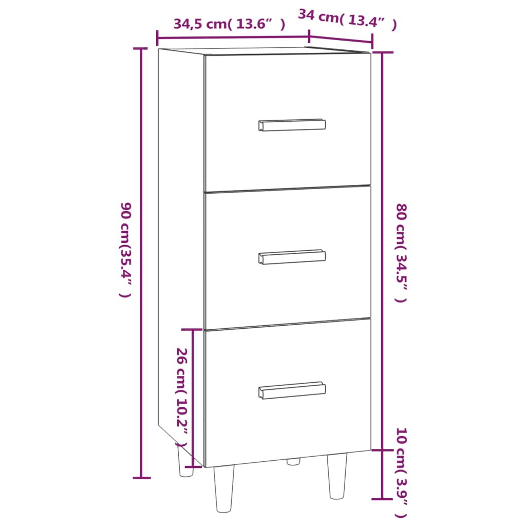 Dressoir 34,5x34x90 cm bewerkt hout bruin eikenkleur is nu te koop bij PeponiXL, paradijselijk wonen!