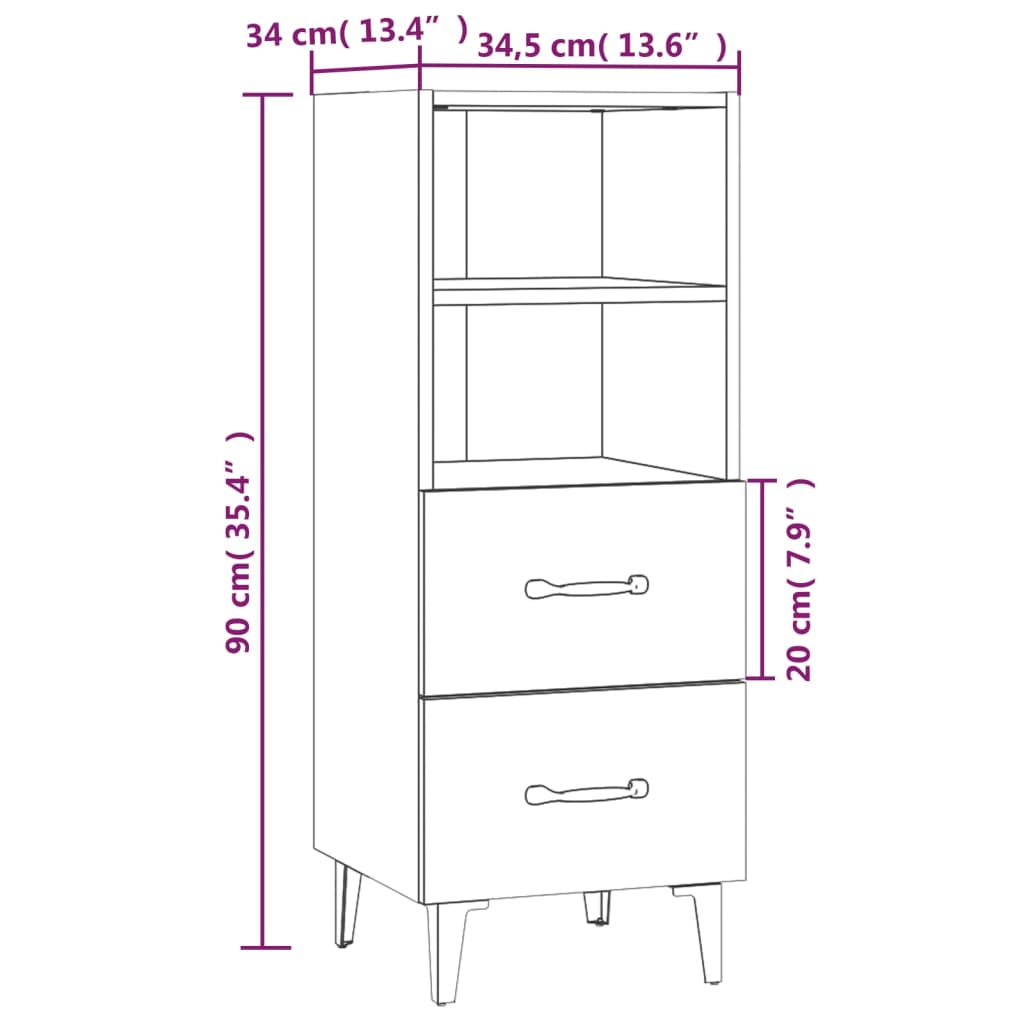Dressoir 34,5x34x90 cm bewerkt hout gerookt eikenkleurig is nu te koop bij PeponiXL, paradijselijk wonen!