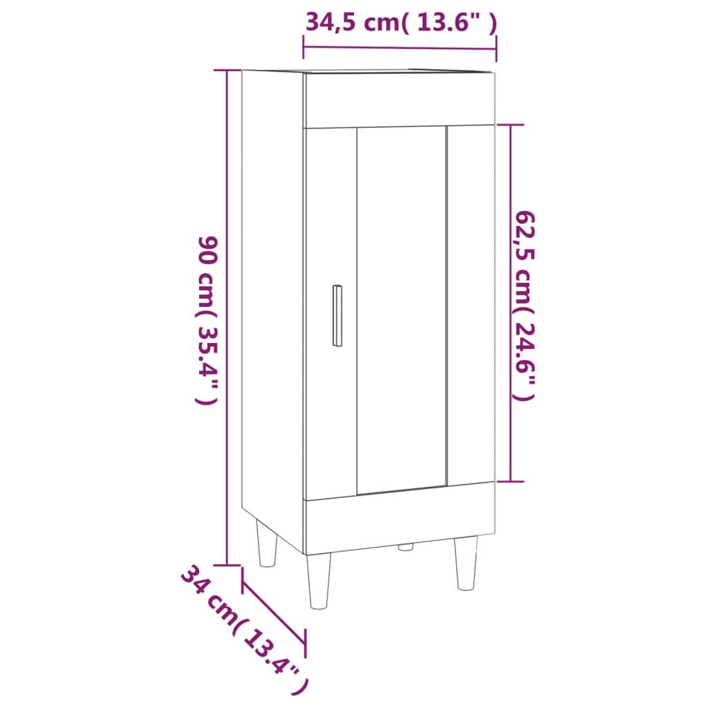 Dressoir 34,5x34x90 cm bewerkt hout gerookt eiken is nu te koop bij PeponiXL, paradijselijk wonen!